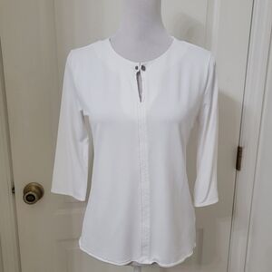 Hugo Boss Size M White "Elenka" 3/4 Sleeve Blouse Top